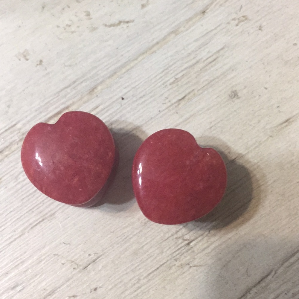Red heart plugs body jewelry